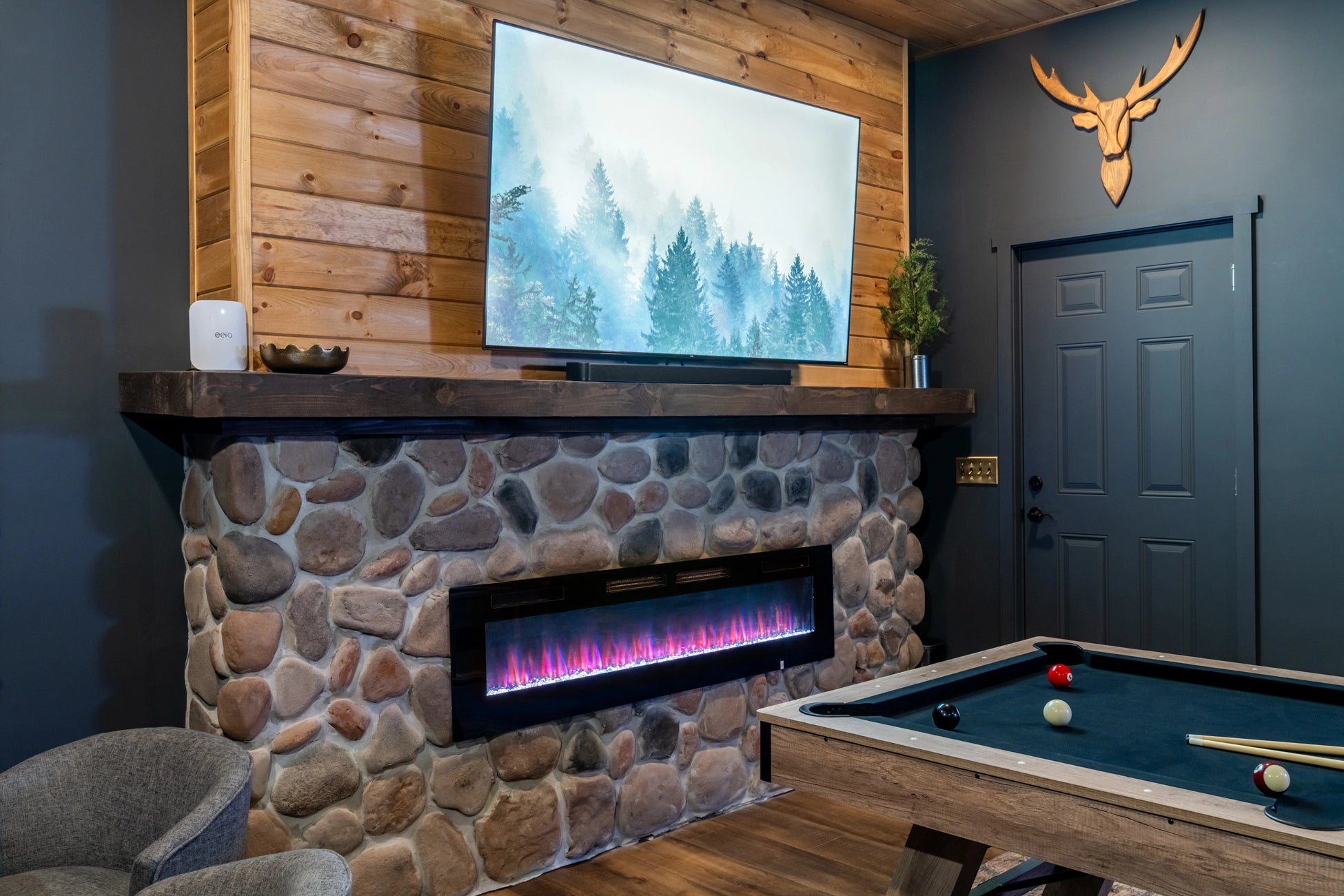 Dark Space Interior Airbnb Photography: Luxury Mountain Retreat in Albrightsville, PA